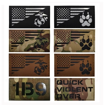Reflekterende Amerikansk Hund Paw Amerikanske Sæler Commando IR Broderet Badge Særlige Styrker Taktiske Moral Kapitel Rygsæk Patch