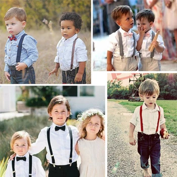 Børn Seler Med Bowtie Fashion Børn Butterfly Sæt Drenge Braser Piger Justerbare Seler Baby Bryllup Bånd Tilbehør