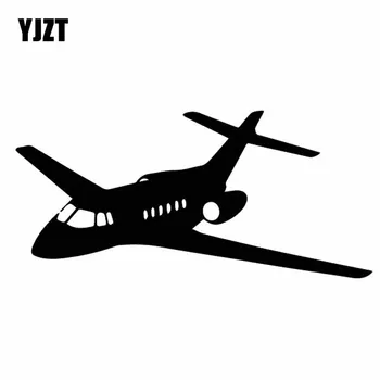 YJZT 15.2 CM*7.1 CM Enkle Flyvemaskine Dekorativt Mønster Fly Shadow Vinyl Decal Bil Mærkat Flot Sort/Sølv C27-1154