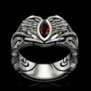 Klassisk Kreative englevinger Krystal Sølv Forgyldt Mænd Ring Hip-Hop Motorcykel Punk Mand Finger Ring AAA Smykker Zircon
