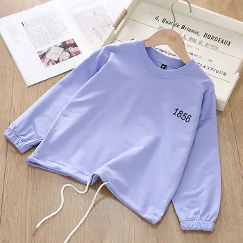 2021 Foråret og Efteråret Tøj koreansk Stil Piger Sweater Børns ensfarvet Fashion Hoodless langærmet Bunden T-shirt 3113