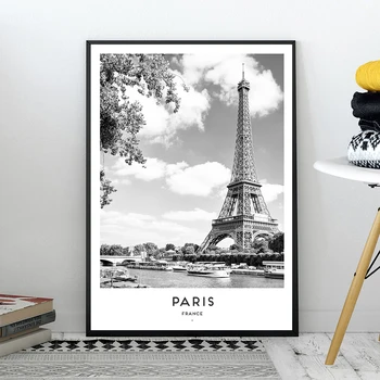 Eiffeltårnet Plakat Udskriver Sort Hvid Paris Rejser Vintage Lærred Maleri Mode Billede Væg Kunst til Moderne Hjem Decor
