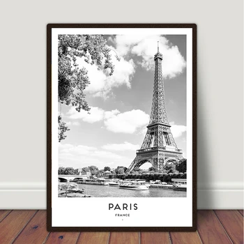 Eiffeltårnet Plakat Udskriver Sort Hvid Paris Rejser Vintage Lærred Maleri Mode Billede Væg Kunst til Moderne Hjem Decor