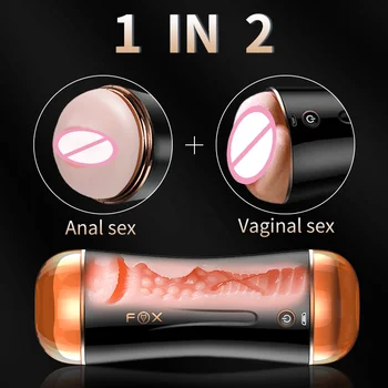 Intelligente Elektriske Mandlige Masturbator Sugende Sex Fly Cup Dual Channel Anal Vagina Pocket Pussy Peni Massageapparat Voksne Produkt