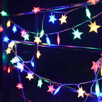 AC 220V LED Stjerne Lys String Glimt Guirlander Plug i Julen Lampe Holiday Party Bryllup Dekorative kulørte Lamper 6M 40LEDs