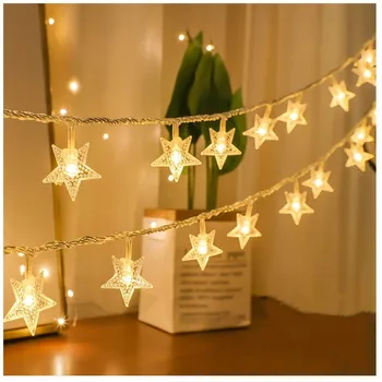 AC 220V LED Stjerne Lys String Glimt Guirlander Plug i Julen Lampe Holiday Party Bryllup Dekorative kulørte Lamper 6M 40LEDs