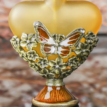 H&D 5ML Vintage Butterfly Tin og Glas Parfume Flaske med Diamant Retro Flaske Gaver til Kvinder,Tom Genpåfyldelig Flaske
