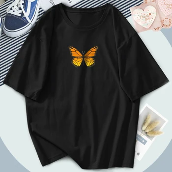 Gul Butterfly Harajuku T-shirts Kvinder Mode Oversize t-shirts Vintage Udendørs Cosplay Tops Tees Kvindelige Loose Fit Camiseta