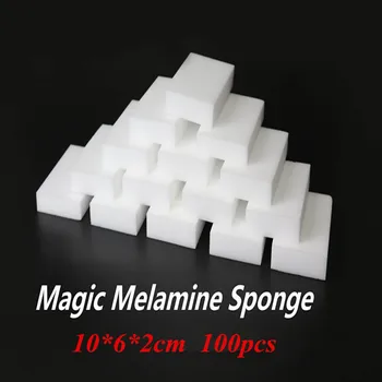 100pcs 100*60*20 mm Hvid Melamin Magic Sponge Svamp Viskelæder Til Køkken, Kontor, Badeværelse Rent Tilbehør/Fad Rengøring Nano