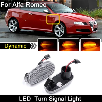 2stk For Alfa Romeo GT 147(937) MiTo 955 FIAT Bravo 198 Klar Linse LED Side Markør Lys Dynamisk Gult blinklys Lampe