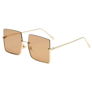 2021 Metal Semi-uindfattede Solbriller Kvinder Overdimensionerede Retro Square solbriller Mænd Mode Halvdelen Metal Ramme Streetwear UV-Briller 34218