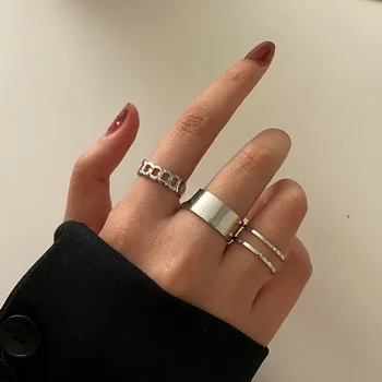 Hiphop/Rock Geometri Cirkulære Punk Ringe Sæt Åbning Finger Tilbehør Sølv Farve Hale Ring for Kvinder Gotiske Smykker Gave 34267