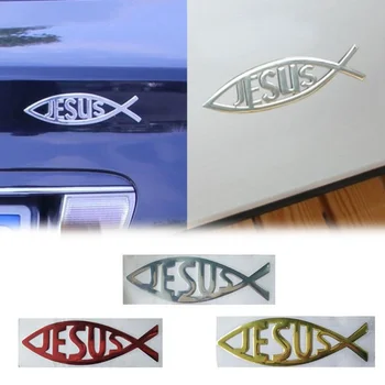 Jesus Fisk 3D Bil Mærkat Blød PVC Forkromet Logo Badge Bil Styling Dekoration Vandtæt Decal Christian Decal 3447