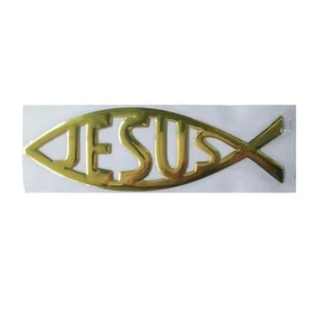 Jesus Fisk 3D Bil Mærkat Blød PVC Forkromet Logo Badge Bil Styling Dekoration Vandtæt Decal Christian Decal