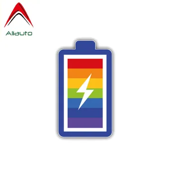 Aliauto Personlighed Bil Mærkat Lgbt-Gay Pride Rainbow Batteri PVC Vandtæt Solcreme Anti-UV Dække Bunden Decal,7cm*13cm