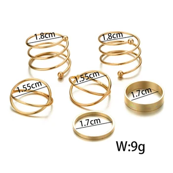 6stk Sæt Vintage Geometriske Smykker Ring Sæt Cirkel Bohemia Guld Farve, Ringe, Smykker Kvinder 2020