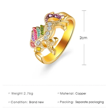 Nye Trendy Unicorn Ring Farverige Krystal Søde Pony Åbning Justerbar Finger Ringe Til Kvinder Girl Guld Farve Charme Smykker Gaver