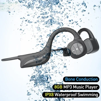 Bone Conduction Hovedtelefoner trådløse Bluetooth-Hovedtelefoner 8GB IPX8 Vandtæt MP3-Afspiller, Svømning, Dykning, Sport, gaming Headset