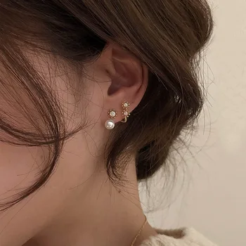 Enkel Guld Kæde Stud Øreringe Til Kvinder Mode Smykker Charms Gyldne Pierced Pearl Perler, Øreringe Piger Koreanske Damer Earings