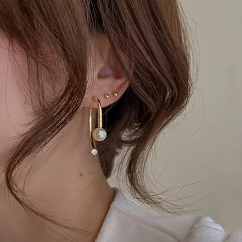 Enkel Guld Kæde Stud Øreringe Til Kvinder Mode Smykker Charms Gyldne Pierced Pearl Perler, Øreringe Piger Koreanske Damer Earings
