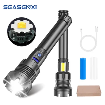 XHP90 Kraftig LED Lommelygte XHP70 Udendørs Lommelygte Torch USB-Genopladelige Flash Lys IPX6 COB Zoomable Camping Lampe