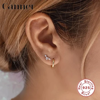Canner 1stk 925 Sterling Sølv Stud Øreringe Til Kvinder Klar Zircon Pearl Earings Brusk Piercing pendientes Aretes W5