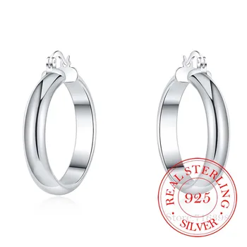 925 Sterling Sølv Hoop Øreringe Mode koreanske Stor Glat Cirkel Vintage Øreringe til Kvinder bryllupsfest Smykker Gave 2020