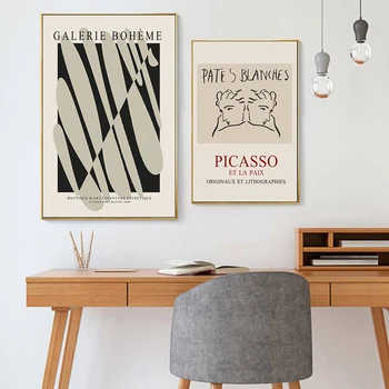 Abstrakte Linjer Matisse, Picasso Retro Plakater Udskrive i Vintage Lærred Maleri Væg Kunst, Billeder, Interiør Stue Home Decor