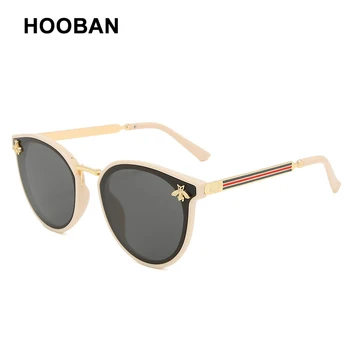 HOOBAN 2021 Luksus Cat Eye Solbriller Kvinder Mænd Brand Designer Bee Dame solbriller Mode Nuancer Briller UV400