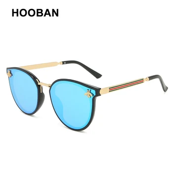 HOOBAN 2021 Luksus Cat Eye Solbriller Kvinder Mænd Brand Designer Bee Dame solbriller Mode Nuancer Briller UV400