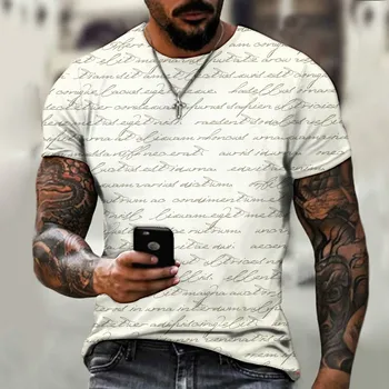 Mænds hånd-malet brev af 3D-print-T-shirt, moderigtige urbane korte ærmer rund hals sexet design -, fritids -, sports-shirt 36969