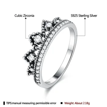 ZEMIOR Crown Formet Cubic Zirconia Ring S925 Sterling Sølv Vintage Ringe Til Kvinder, Fine Smykker, de Bedste Sælger Mors Dag Gaver 3769