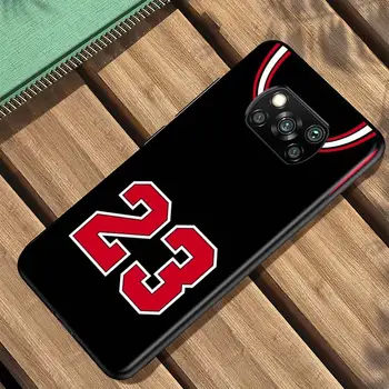 Basketball Nummer 23 til Xiaomi Redmi K30 K30S Mi 10T Lite Pro Poco X3 NFC X2 M3 M2 F2 C3 Pro F1 Blød Sort Telefonen Sag