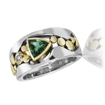Engros Etnisk Stil Kreative Hule Mønster Indlagt Grønne Zircon Ring, Mode Personlighed Gave， Kvinde Charme Smykker