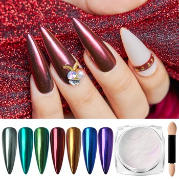 1g Spejl Glitter Nail Chrome Pigment Shell Blændende DIY Salon Micro Holografiske Pulver Laser Nail Art Dekorationer Manicure