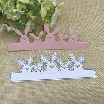 Bunny Border Matricer Kaniner spåntagende Dør Stencils Til Kort at Gøre Dekorativ Prægning Passer til Papir-Kort, Stempel DIY