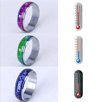 Emotion, Følelse, Stemning Puls Farverige Skiftende Magic Rustfrit Stål Par Finger Ring Engagement Smykker Til Kvinder, Mænd Gave