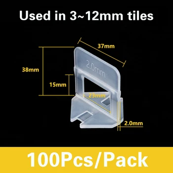 100pcs/Pro pack Fliser Leveling System Klip Kit Væg-Gulvtæppe Flisebelægning Spacer Værktøj 2mm anvendes i 3~12mm fliser