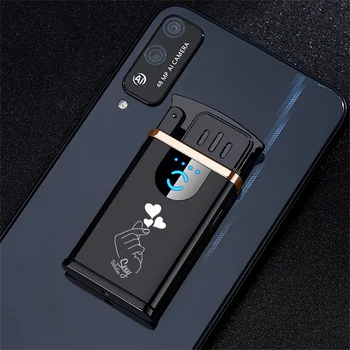 Ny El-Metal Dobbelt-sidet Wolfram cigartænder-Touch Sensing Bærbare Vindtæt en USB-Opladning er lettere for Mænd Gaver 39404