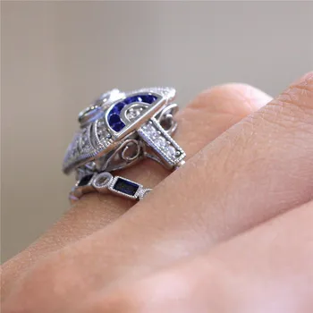 Vintage Elsker ring sæt 925 Sterling sølv AAA cz Løfte Bryllup Band Ringe til kvinder Engagement Finger Part Smykker Gave 3953