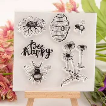 Bee Glad Blomst Gennemsigtig Klar Silikone Stempel/Tætning for DIY-Scrapbooking/foto Album Fødselsdag Dekorative Tydeligt Stempel,
