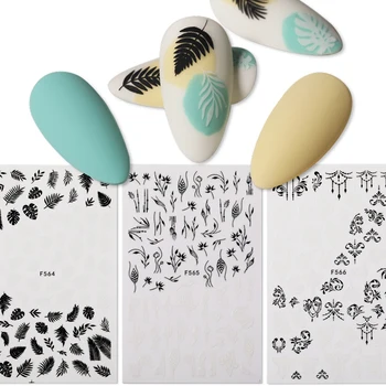 Forår Tema 3D Negle Stickers Blomst, Blade Tropiske Planter Billede Overføre Selvklæbende Mærkat Decals Sommeren Nail Art Dekorationer