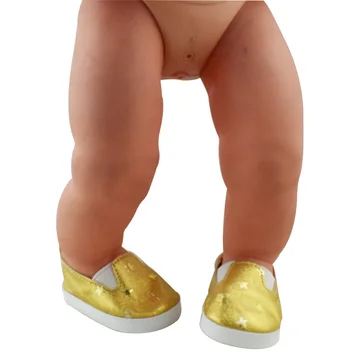Søde Dukke Sko 7cm Høj kvalitet Bue Tegnefilm Mønster For 43cm Baby Doll 17 Tommer Født Babyer Dukker, Tøj Og Tilbehør 4106