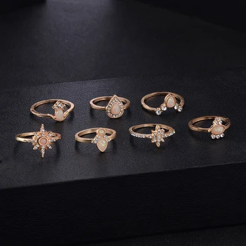 16Pcs/Set Boho Vintage Ild Opal Finger Ring Sæt Bryllup Gaver Smykker til Kvinder 41240