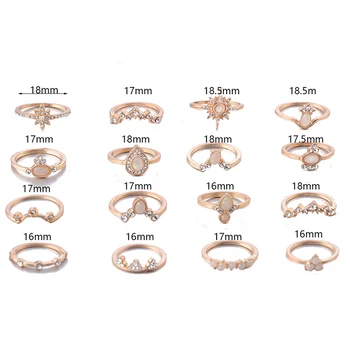 16Pcs/Set Boho Vintage Ild Opal Finger Ring Sæt Bryllup Gaver Smykker til Kvinder