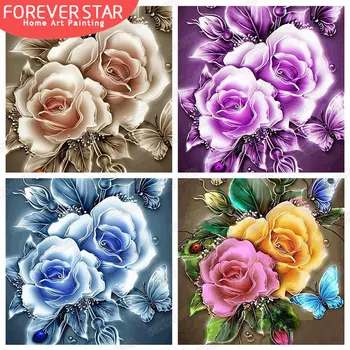 Foreverstar Fuld Square/Runde Diamant Maleri Blomst Rose 5D Diamant Broderi Salg Butterfly Sløjfe Mosaik Væg Kunst 4201