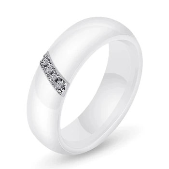 NIBASTAR Mode 6mm Sort Hvid Keramik Ring For Kvinder Indlagt Sten, Krystal Komfort vielsesringe Engagement Mærke Smykker