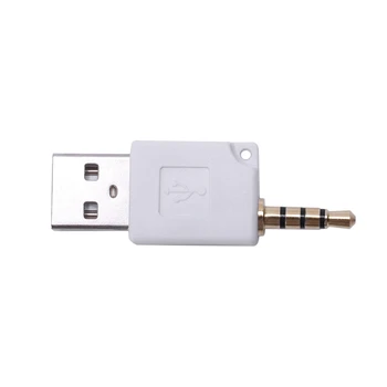 Hvid USB 2.0-Mandlige-3,5 mm Male Data Sync Oplader Adapter Stik til iPod Shuffle 2 3 4244