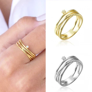 Elegant Wrap Ring 925 Sølv Krystal Populære Fashion Smykker til Kvinder med CZ Ring i Fødselsdagsgave bryllupsfest Engros Smykker