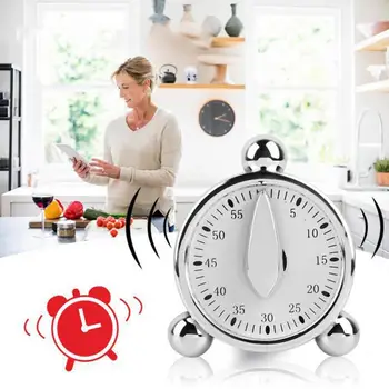 Køkken Timer Rustfrit Stål Madlavning Påmindelse 60 minutter mekanisk vækkeur bagning madlavning værktøjer nedtælling Time Management